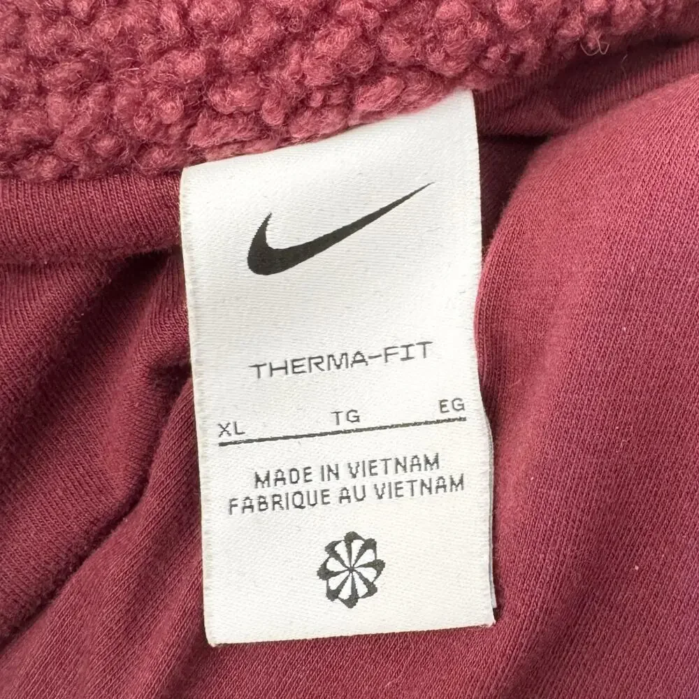 Nike Therma Fit Maroon Hooded Fleece Sherpa Pullover Sweatshirt XL Comfort